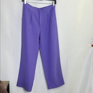 Vibrant Purple Trousers mid rise casual trouser dress pants pleated mens or wome
